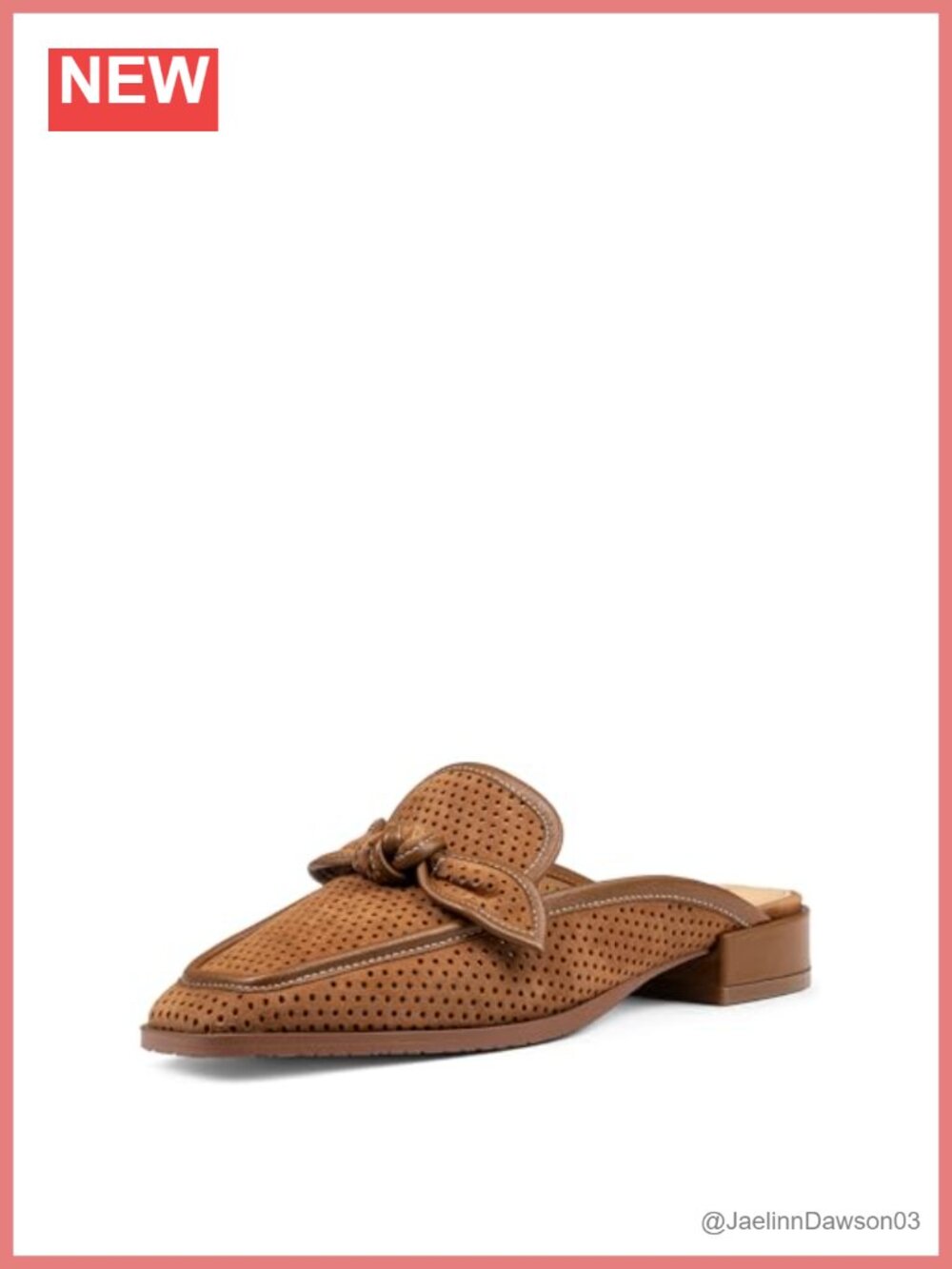 Perforated Suede Loafer Mule with Bow Detail Memory Foam